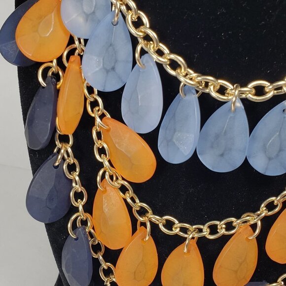 Polished Gold-tone Multi Layer - Colorful Water Droplets Beaded Necklace - Women - Picture 4 of 7